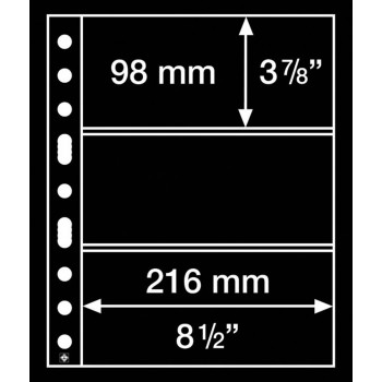 Leuchtturm įmautės GRANDE trys juodi skyriai 98x216 mm