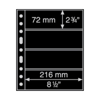 Leuchtturm įmautės GRANDE keturi juodi skyriai 72x216 mm