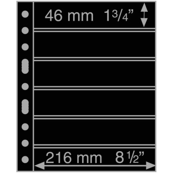 Leuchtturm įmautės GRANDE šeši juodi skyriai 46 x 216 mm