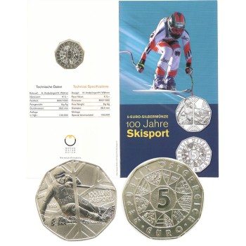 Austrija 2005 5 eurai 100 metų slidinėjimui BU