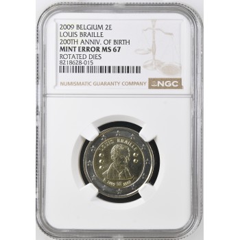 Belgija 2009 Luiso Brailio gimimo 200-osios metinės Kalyklos klaida sertfikuota NGC MS67