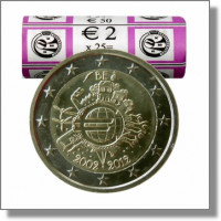 Belgija 2012 Eurų banknotų ir monetų dešimtmetis Rulonas