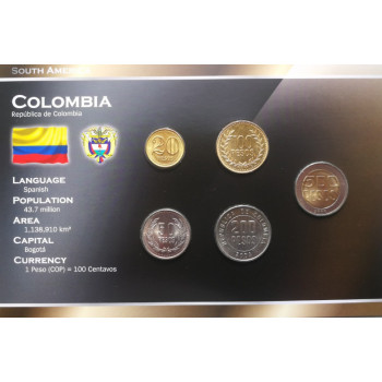 Kolumbija 2003-2008 metų monetų rinkinys lankstinuke