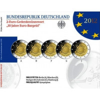 Vokietija 2012 Vokietija 2012 Eurų banknotų ir monetų dešimtmetis A D F G J Proof
