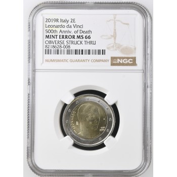 Italija 2019 Leonardo da Vinci Kalyklos klaida sertfikuota NGC MS66