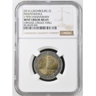 Liuksemburgas 2014 Didžiosios Hercogystės metinės Kalyklos klaida sertfikuota NGC MS65
