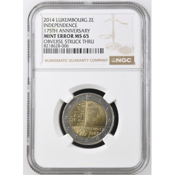 Liuksemburgas 2014 Didžiosios Hercogystės metinės Kalyklos klaida sertfikuota NGC MS65 Liuksemburgas 2014 Didžiosios Hercogystės metinės Kalyklos klaida sertfikuota NGC MS65