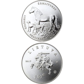 Lietuva 2017 1.5 euro Lietuvių skalikui ir žemaitukui