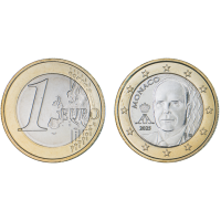 Monakas 2025 1 euro apyvartinė UNC kokybės moneta
