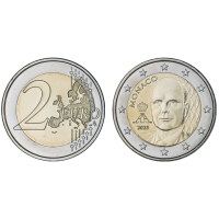 Monakas 2025 2 eurų apyvartinė UNC kokybės moneta