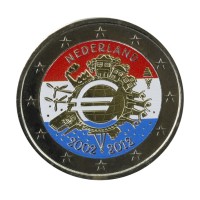 Nyderlandai 2012 Eurų banknotų ir monetų dešimtmetis spalvota