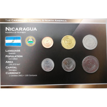 Nikaragva 1997-2007 metų monetų rinkinys lankstinuke