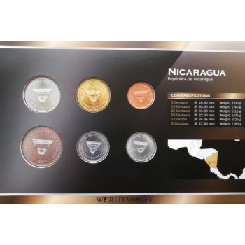 Nikaragva 1997-2007 metų monetų rinkinys lankstinuke