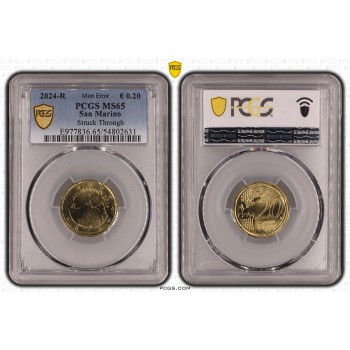 San Marinas 2024 20 euro centų Kalyklos klaida sertifikuota PCGS MS65