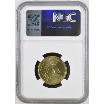 Ispanija 2024 50 euro centų Kalyklos klaida sertifikuota NGC MS68