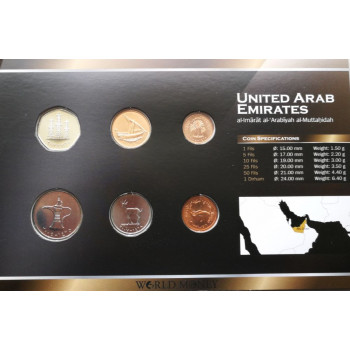 Jungtiniai Arabų Emyratai 2001-2009 metų monetų rinkinys lankstinuke