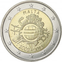 Malta 2012 Eurų banknotų ir monetų dešimtmetis