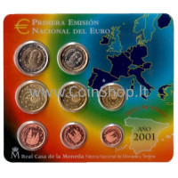 Ispanija 2001 Euro Monetų BU Rinkinys