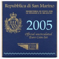 San Marinas 2005 Euro monetų BU rinkinys su sidabrine 5 eurų moneta